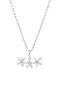 EnQue Jewels Flower Necklace for Women | Dainty Pendant with Dazzling Crystals | Minimalist Jewellery for Anniversary Gift