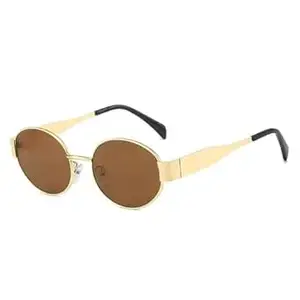 Dervin Fashionable Retro Oval Sunglasses for Women & Men | Trendy, Stylish & Classic 90s-Inspired Design | UV400 Protection & Durable Metal Frame