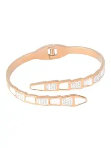 Adwitiya Collection Rose Gold Plated CZ & Pearl Steel Bracelet