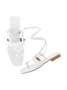 SilverArrow Women's Zocok Flats Sandals (6amnft936_White_6 UK)