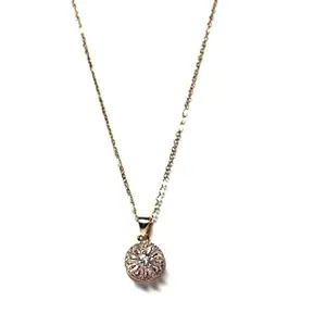 Gold Plated Chain Pendant Necklace Anti Tarnish Hypoallergenic with Crystal American Diamond Perfect for Friendship Love or Wedding Gift for Women of any age.
