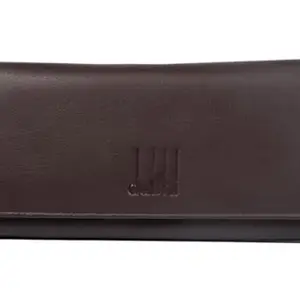 DUBHI Women's 100% Genuine Leather Hand Purse with Zipp Spacious Pockets | Stylish Ladies Wallet with Elegant Design | Perfect Gift Option(Dark Brown)