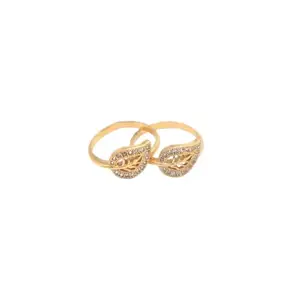 Fuziluxe Cubic Zirconia Studded Fancy Toe Ring Adjustable Gold Plated Bichiya Fashion Jewellery Gift for Women and Girls | With Certificate of Authenticity (Design 6)