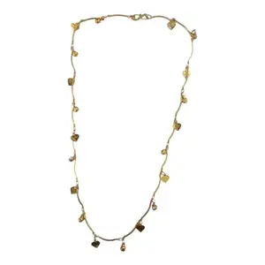 Elegant Gold-Tone Heart Charm Necklace, Delicate Chain with Multiple Heart Pendants and Crystal Accents