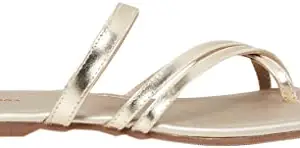 max Sheen Slip-On Flat Sandals,GOLD,37