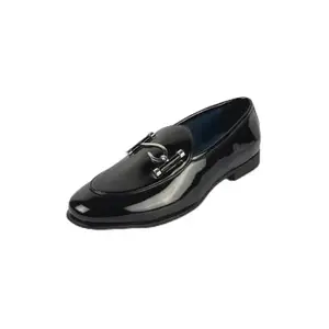 Mochi Men's Black Fashionable Glossy Mocassin UK/6 EU/40(19-633)