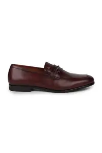 Louis Philippe Men Maroon Leather Slip Ons