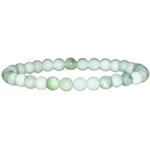 RRJEWELZ Natural Aqua Jade 6mm Round Shape Smooth Cut Beads 8 Inch Stretchable Bracelet For Men & Women. Unisex Bracelet For Healing, Meditation, Prosperity, Gift & Luck|STBR_RR_09602_8.0