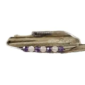 LKBEADS rose quartz & amethyst round faceted 4mm, 46 Pieces multi color beads adjustable thread cord bracelet for men, women, meditation, yoga, healing, prosperity.