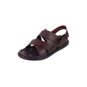 Mochi Men's Wine Faux Leather Stylish Ankle Strap Sandal UK/10 EU/44(18-1024)