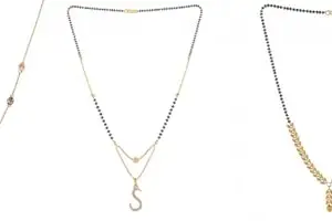 Gold Plated Traditional Black Bead Single Line American Diamond Pendant Jewellary set for Women(Combo) Pack of 3MCN-42-1-4-/