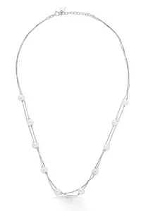 Nipura 925 Sterling Silver Nova Beaded Pearl Necklace | Elegant & Lightweight | Genuine Freshwater Pearl | Hypoallergenic & Tarnish-Resistant | Perfect for Women & Professionals | Made in India