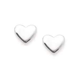 Carlton London Women's 925 Sterling Silver- Rhodium-Plated Heart Shaped Studs