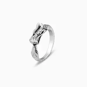 GIVA 925 Oxidised Silver Dragon Ring,Non Adjustable | Gifts for Mens and Boys | With Certificate of Authenticity and 925 Stamp | 6 Months Warranty*
