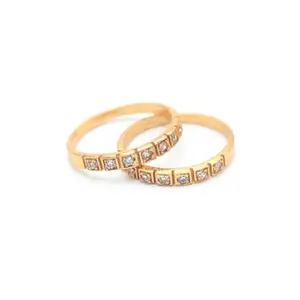 Fuziluxe Gold Plated Rani Pink Green Cubic Zirconia Studded Fancy Stylish Toe Ring Adjustable Bichiya Fashion Jewellery (DESIGN 4)