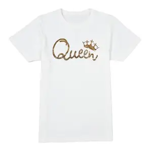 Generic Women's Cotton Queen Printed White T-Shirt (Large)