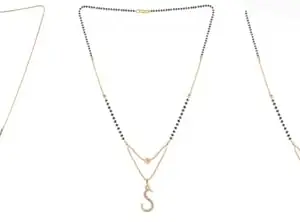 Gold Plated Traditional Black Bead Single Line American Diamond Pendant Mangalsutra for Women(Combo) Pack of 3 MS-45-1-33