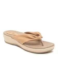 pelle albero Women Beige Solid Slip-On Flatform Flats Sandals PA-PL-6235_Beige_39