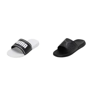 Puma unisex-adult Slide Max White-Black Slide Sandal - 8 UK (39453704) unisex-adult Geo Black-Cool Dark Gray Slide Sandal - 8 UK (39453801)