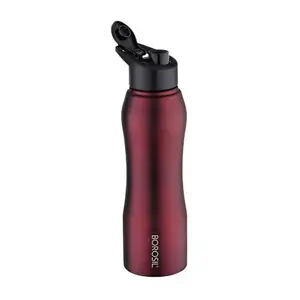 Borosil Hydra Grip-n-Sip Stainless Steel 750 ml Water Bottle | Single Wall, Leakproof, BPA Free| Bottle for Office, School, College & Gym | Maroon
