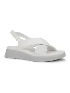 Liberty Healers ZQ-AL-SN03 Casual Sandal For Women With PU Sole | Stylish & Comfortable | Durable Summer Footwear for Outdoor/Indoor - Ideal for Everyday Wear (White - 37 EU)