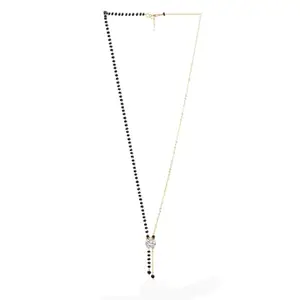 SWASHAA Diantha Diamond Flow Mangalsutra | Stainless steel | Asymmetric Dual-Chain Design with Solitaire CZ Center | Modern Twist on Tradition | Lightweight & Elegant