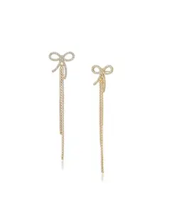 Carlton London Gold Plated Dangling Chain with Zirconia Infinity Drop Earring