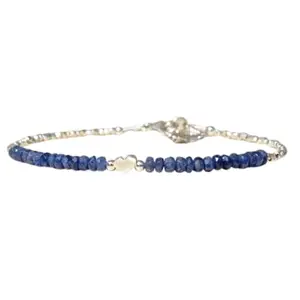 RRJEWELZ Blue Sapphire Bracelet for Men & Women – 3.5mm Rondelle Faceted Blue Beads – 7 inch adjustable with Silver Plated Clasp – Healing, Fashion, Gift, Spiritual, Yoga|LCBR_RR_01548