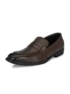 HiREL'S Men's Brown Genuine Leather Slip On Formal Shoes - hirel2540