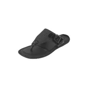 Mochi Men's Black Synthetic Slippers With Buckle UK/7 EU/41(16-1185)