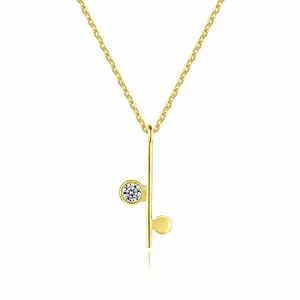 Bling Queen Women's Silver Plated Twig Pendant Necklace With Zirconia, Minimalist Jewellery Collection, Elegant Necklace Jewellery Collections, Trendy Women Necklace, Zirconia Inlaid Pendant Necklace(Gold)