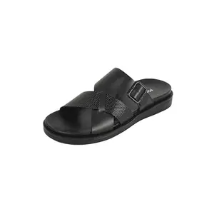 Mochi Men's Black Synthetic Cross Strap slippers UK/9 EU/43 (16-1175)