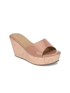 pelle albero Pink & Brown Wedge Heels PA-PL-5711N PINK