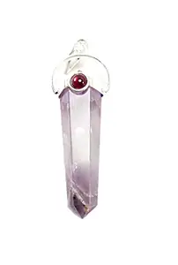 CA AGATE Natural Amethyst Pencil Point Pendant Necklace Healing Crystal Gemstone Jewelry