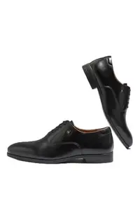 Louis Philippe Men Black Leather Lace Up Shoes
