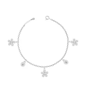 TOUCH925 Pure Silver Floral Anklet | Silver Jewellery for Women | Gift for Women & Girls | with Certificate of Authenticity and 925 Hallmark
