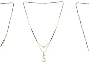 Gold Plated Traditional Black Bead Single Line American Diamond Pendant Jewellary set for Women(Combo) Pack of 3 MSCN-29-1-12-