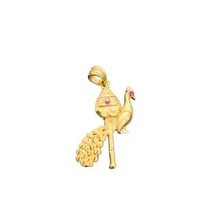 Traditional Gold-Plated Peacock Design/vel mayil Pendant with Pink Crystal Stones, Unisex vel mayil doller