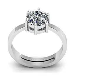 SIDHARTH GEMS 10.00 Ratti 9.50 Carat Zircon Ring 925 Sterling Silver Zircon Stone Adjustable Ring for Men and Women