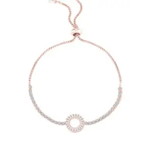 Elegant Round Crystal Adjustable Tennis Bracelet for Women & Girls – Fashion Jewelry in Silver, Gold & Rose Gold – Perfect for Gifting & Everyday Wear (Silver)