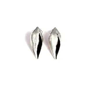 Shyle 925 Sterling Silver Stud Earrings, Adya Statement Shankha Studs, Well Stamped with 925, Indian Oxidized Silver Ear Studs, Gift for her