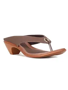 Bata Women Aroma Thong Brown Heels, (6714533) UK 7