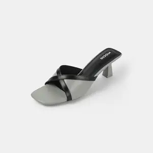 Mochi Women's Grey Stylish Kitten Heel Slides UK/5 EU/38(40-376)