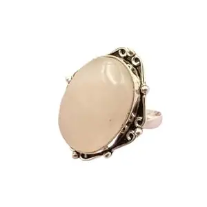 Handmade Rose Quartz Oval Cabochon Ring Antique Style Gemstone Ring For Women