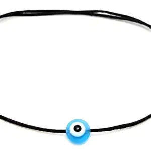 Jewel String Evil Eye (Sky Blue) Anklet for Unisex Adult (Black)