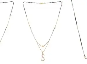 Gold Plated Traditional Black Bead Single Line American Diamond Pendant Jewellary set for Women(Combo) Pack of 3 MSCN-33-1-15- New
