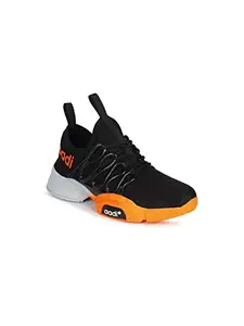 AADI Men's Black & Orange Mesh Outdoor Casual Shoes
