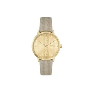 Lacoste Crocorigin Qtz Basic Slim Beige Round Dial Women's Watch|Leather Material|Multi Color Band - 2001357