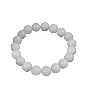 WorldwideGem Chandrakanta Gemstone Authentic White Beads Moonstone Bracelet Original Certified Beautiful Moonstone Crystal Bracelet Chandramani Stretchable Wrist Band For Wearing मूनस्टोन ब्रेसलेट