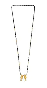 SONI DESIGNS Traditional Necklace Pendant Gold Palted Glorious Hand Meena Long Mangalsutra/Black Beads Mangalsutr For Women Gold long chain(golden mangalsutra 24 inch-no-13)